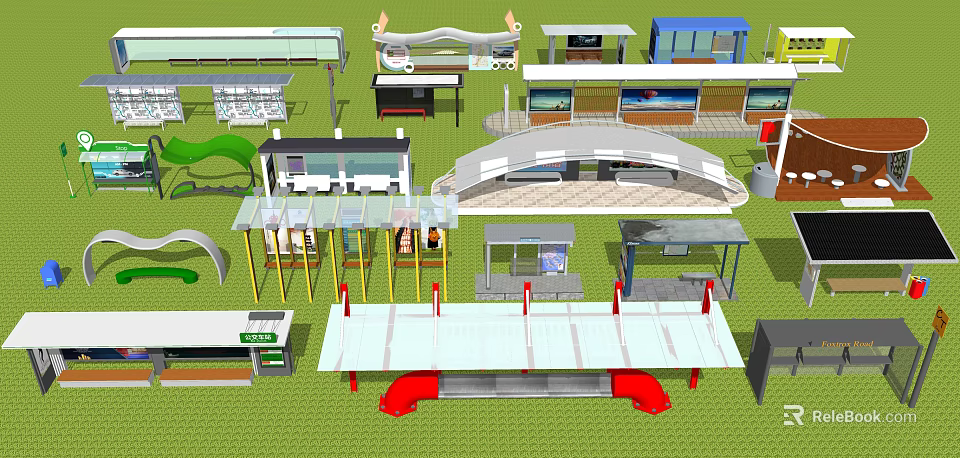 Various Modern Sunshade Designs With Glass Metal Structures For Outdoor Use 3d model 