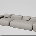 Modern Beige Sectional Sofa With Soft Upholstery And Decorative Pillows 3d model