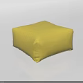 Bright Yellow Square Shaped Ottoman with Soft Padded Surface for Living Room Decor