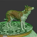 Detailed Dog Sculpture Standing On Circular Base With Gears And Patterns 3d model