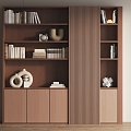 Wooden Bookcase Decorative Cabinet Storage Cabinet 3d model