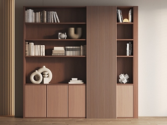 Wooden Bookcase Decorative Cabinet Storage Cabinet 3d model