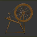 Antique Wooden Spinning Wheel Traditional Handcraft Tool With Large Wheel Structure