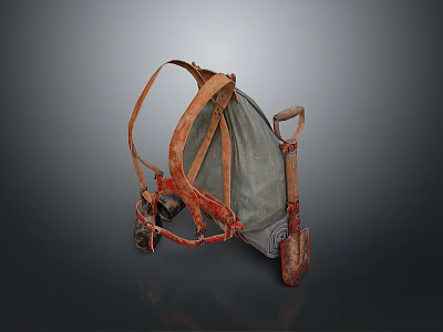Vintage Style Canvas Bag With Leather Straps And Metal Buckles For Daily Use 3d model