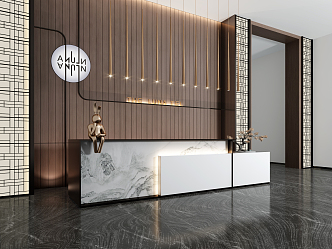 Modern Reception Desk Front Desk 3d model