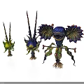 Three Fantasy Creatures With Colorful Spikes And Unique Wing Structures