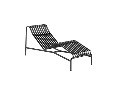 Modern Black Metal Frame Lounge Chair With Striped Seat For Outdoor Use 3d model