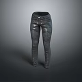 Stylish Black Leather Pants With Slim Fit Design And Front Pockets 3d model