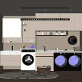 Modern Stylish Laundry Room With Functional Cabinetry Washing Machine Dryer And Decorative Rug