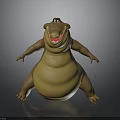 Cute Cartoon Crocodile 3D Model With Happy Expression Brown And Yellow Chubby Body Open Mouth