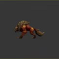 Mythical Game Movie Creature Character With Red Brown Spiral Patterns Green Eyes And Sharp Claws