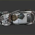 Vintage Volkswagen Beetle With Rusty Body Open Hood And Damaged Trunk