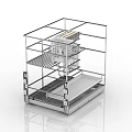 Stainless Steel Multi Layer Kitchen Storage Rack With Knife Holder And Functional Shelves 3d model