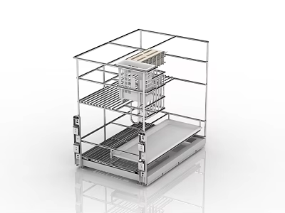 Stainless Steel Multi Layer Kitchen Storage Rack With Knife Holder And Functional Shelves 3d model