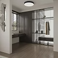 Luxury Modern Living Dining Room Interior Design With Black Cabinets And Marble Counter