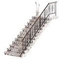 Elegant Classic Staircase With Marble Steps And Ornate Metal Railing