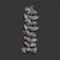 Fresh Garlic Bulbs Stacked in Vertical Arrangement on Dark Background