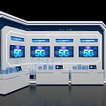 Modern Event Display Wall Design With 5G Digital Screens And Interactive Counters 3d model