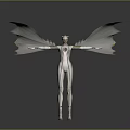 Winged Humanoid Decorative Figurine With White Body And Red Chest Gem For Home Decor