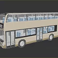 Beige And Black Double Decker Bus With Upper Lower Seats And Windows 3d model