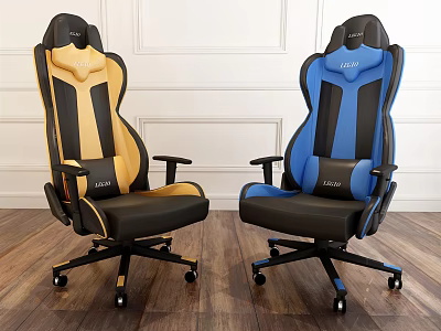 ERGONIC Recliner Chair With Yellow Black And Blue Black Ergonomic Design Adjustable Arms Swivel Wheels 3d model