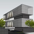 Modern Sale Office Building With Glass Curtain Wall And Surrounding Green Trees
