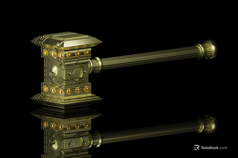 Shiny Golden Hammer Hardware Tools With Metal Construction And Professional Design Elements 3d model