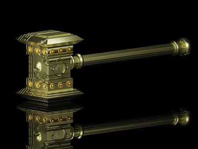 Shiny Golden Hammer Hardware Tools With Metal Construction And Professional Design Elements 3d model