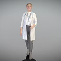 Woman in White Doctor Coat Standing With Stethoscope And ID Badge