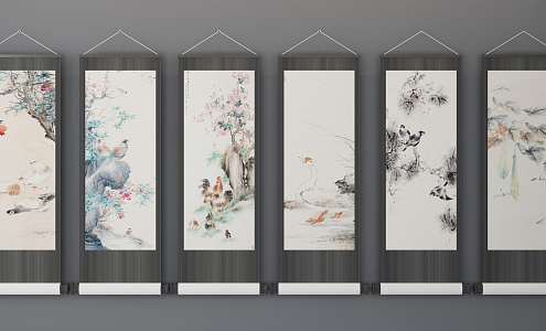 New Chinese Hanging Paintings 3d model