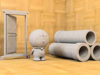 Modern ornaments tide play Doraemon cement ornaments 3d model