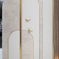 Elegant Modern Background Wall With Gold Metal Frames Mirror Panels And Geometric Design 3d model