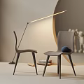 Modern Minimalist Dining Chairs With Floor Lamp Warm Lighting And Decorative Figurines