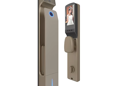 Smart Golden Digital Door Handle With Fingerprint Scanner And Camera 3d model