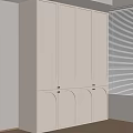 Modern White Wardrobe With Arched Panel Doors And Window Blinds Interior Design 3d model
