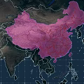 High resolution satellite map of China geographical region with surrounding countries terrain details