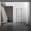 Modern Minimalist Bathroom Interior With Glass Shower Enclosure White Walls And Dark Flooring