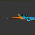 Orange and Blue Sniper Rifle with Scope Long Barrel and Modern Tactical Design