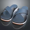 Black Cross Strap Leather Slippers with White Orange Sole and Casual Design