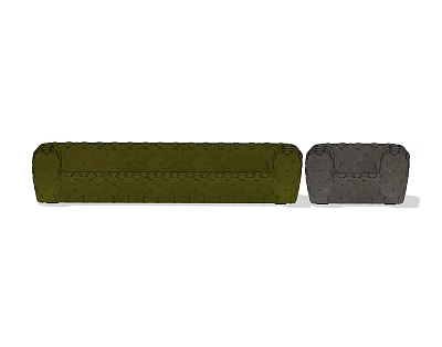 Two Piece Sofa Set With Olive Green And Dark Gray Tufted Upholstery Design 3d model