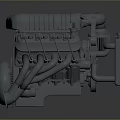 Detailed 3D Rendered Engine Model Featuring Mechanical Parts And Pipes