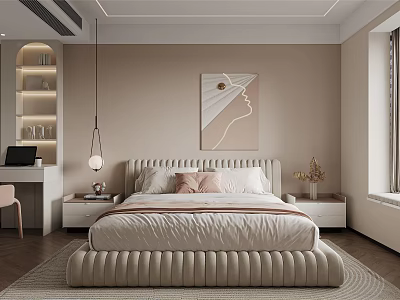 Modern Kids Bedroom Interior With Bed Study Desk Toy Storage And Soft Decor 3d model