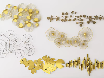 Modern Metal Wall Decor With Geometric Circular And Leaf Shaped Designs 3d model