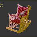 Yellow Kids Rocking Chair With Red Backrest Featuring Giraffe Pattern Design