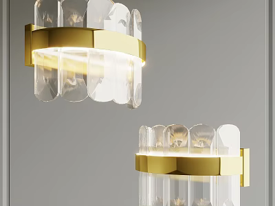 Modern Gold Metal Wall Sconces With Clear Glass Shade Interior Lighting Fixture Design 3d model
