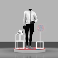 Mannequin In White Jacket Black Pants With Shoes Display Red Striped Screen Jordan Silhouette