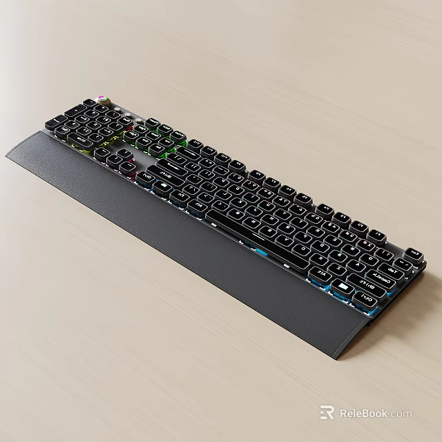 Mechanical Gaming Keyboard With RGB Backlit Full Size Layout And Ergonomic Wrist Rest 3d model 