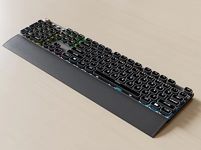 Mechanical Gaming Keyboard With RGB Backlit Full Size Layout And Ergonomic Wrist Rest 3d model