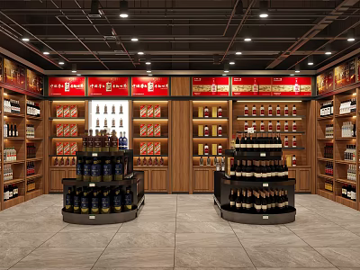 Organized Liquor and Tobacco Store Interior With Wine Bottles Tobacco Products and Shelves 3d model