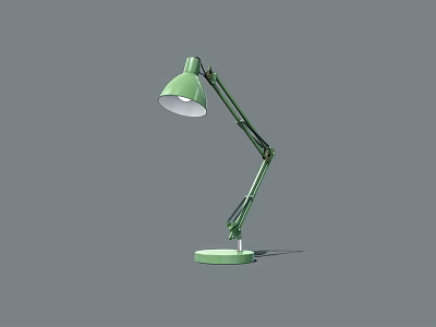 Green Desk Lamp With Adjustable Arm Round Base And Curved Shade Modern Design 3d model